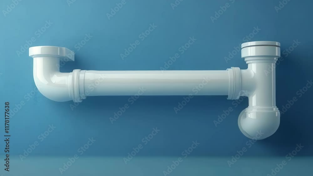 White pipe is shown on a blue background. 4K Video White pipe is shown on a blue background. 4K Video