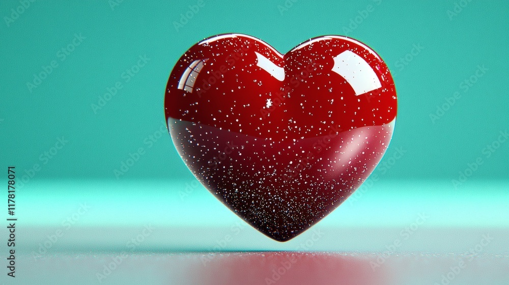 Red Heart Symbol: A 3D rendering of a glossy, red heart against a teal background. Perfect for Valentine's Day, love, romance, and health-related projects. Red Heart Symbol: A 3D rendering of a glossy, red heart against a teal background. Perfect for Valentine's Day, love, romance, and health-related projects.