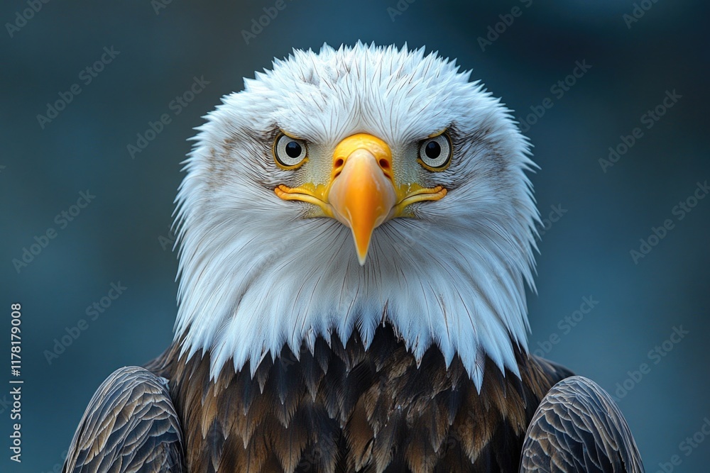 Obraz premium Close-up shot of a bald eagle's face, highlighting its distinctive characteristics