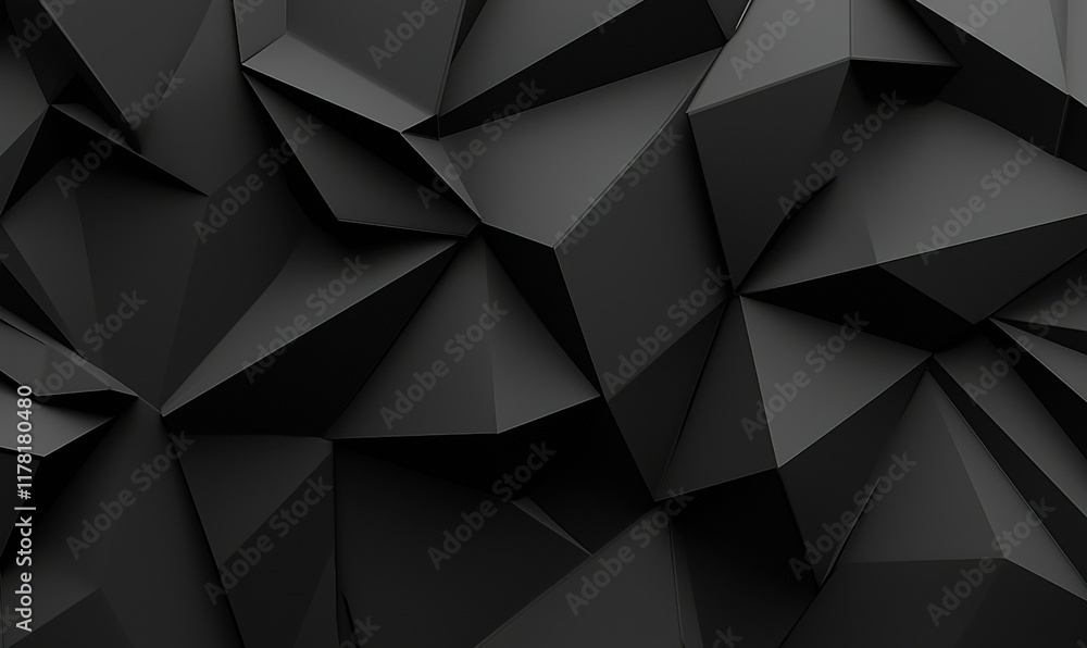 Obraz premium Abstract black geometric background, 3D render, modern design.