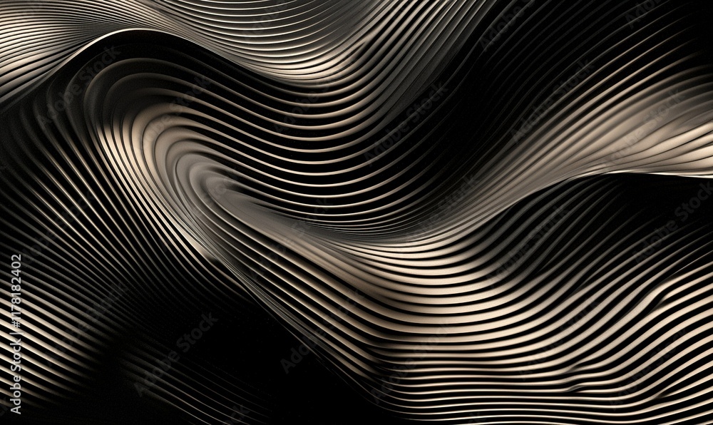 Abstract metallic wave pattern on black background for modern design. Abstract metallic wave pattern on black background for modern design.