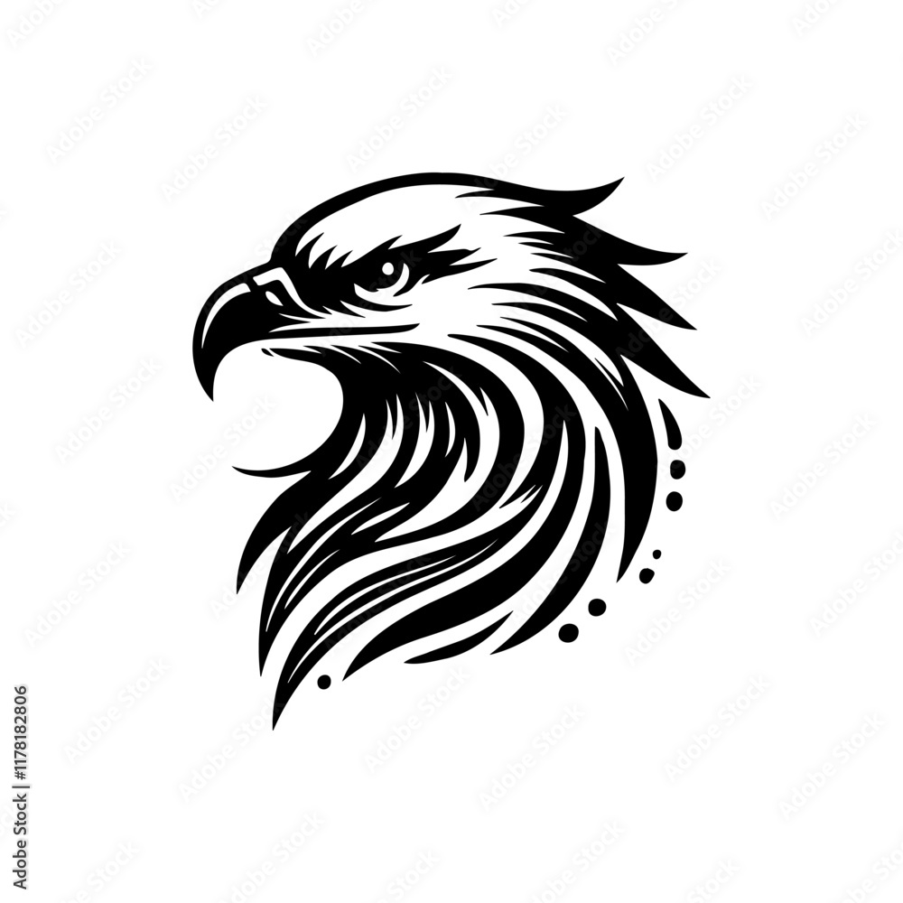 Fototapeta premium black eagle head in silhouette style on a white background
