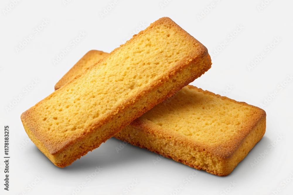 Two Crispy Rusk Biscuits Isolated on White Background - Perfect for Baking Recipes and Food Blogs Two Crispy Rusk Biscuits Isolated on White Background - Perfect for Baking Recipes and Food Blogs