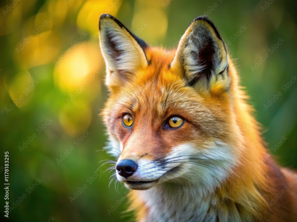 Fototapeta premium Intense close-up of a red fox, wildlife photography at its finest, capturing nature's artistry.