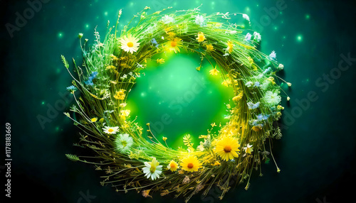 a radiant wreath of spring blossoms glows with nature’s triumphant return