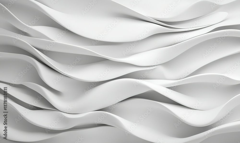 Obraz premium Abstract white flowing waves background for design, art, or presentation.