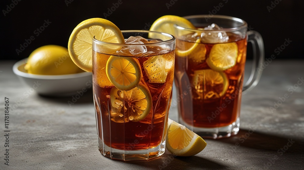 Traditional iced tea with lemon and mint Traditional iced tea with lemon and mint