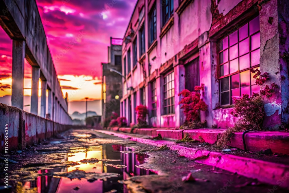 Fototapeta premium Urban Exploration: Pink Glossy Gradient Background - Abstract Cityscape Photography