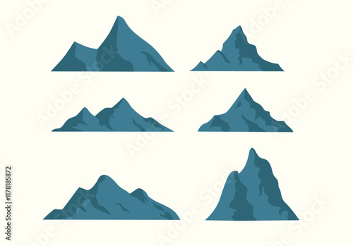 Rock Climbing Icon Vector Images Blue mountain flat icons on white background 