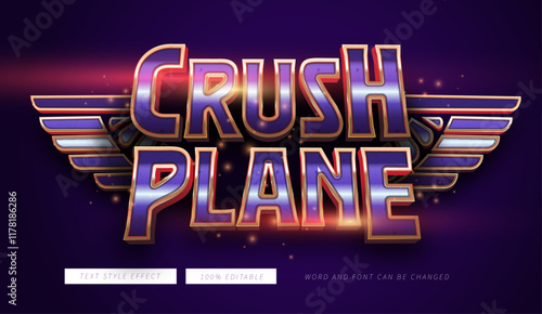 Purple golden Crush plane text style effect editable