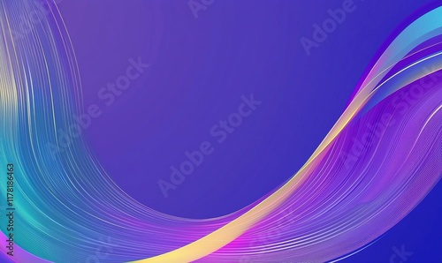 Colorful abstract wave design on vibrant purple background, ideal for digital art projects.