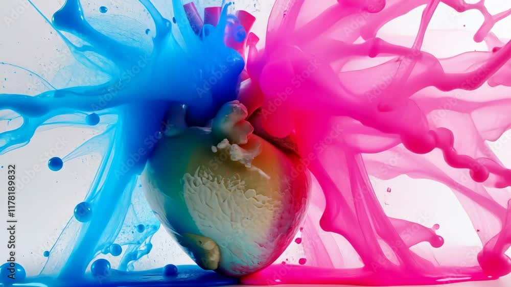 This anatomically accurate illustration vividly displays a detailed human heart, showcasing the complex vascular structure that is essential for effective blood circulation throughout the body