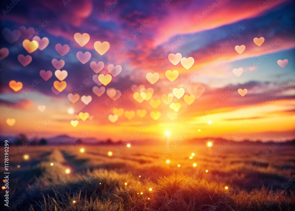 Fototapeta premium Valentine's Day: Soft Heart-Shaped Bokeh Background - Romantic Vintage Colorful Lights