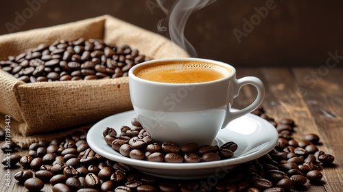 Coffee on caffe background