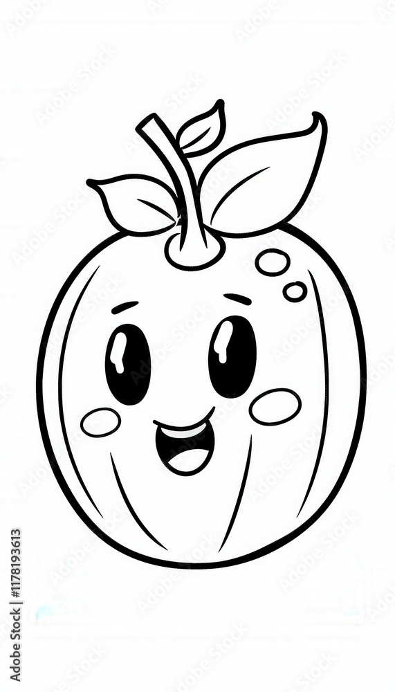 Obraz premium A cheerful cartoon orange with a cute smiling face. Perfect for coloring pages, children's books, or educational materials.
