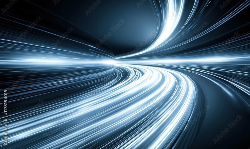 Light trails curving through dark space, depicting speed and motion. Light trails curving through dark space, depicting speed and motion.