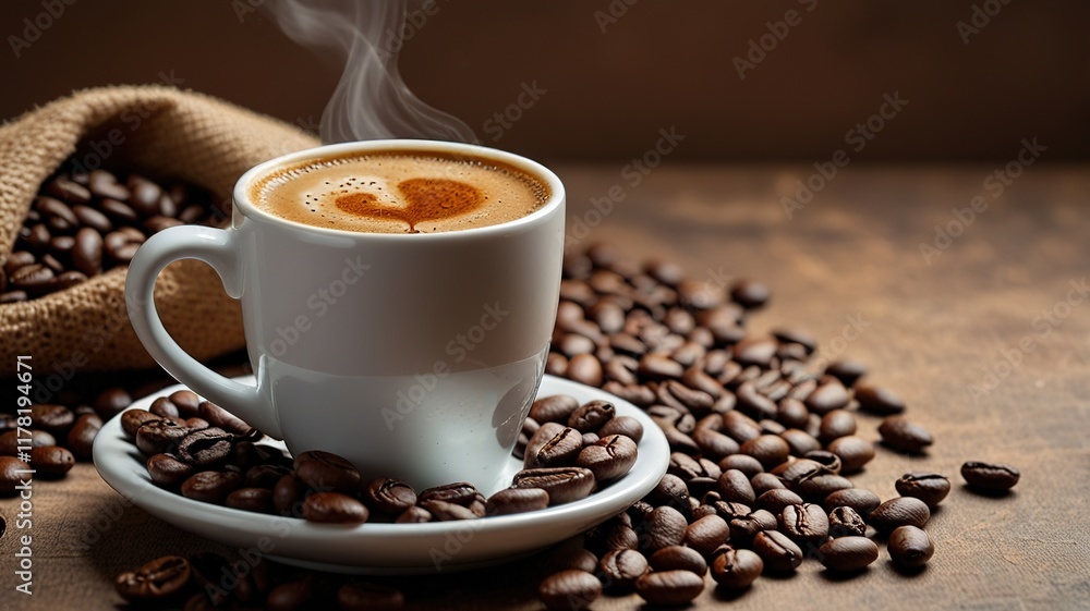 Fototapeta premium Coffee on caffe background