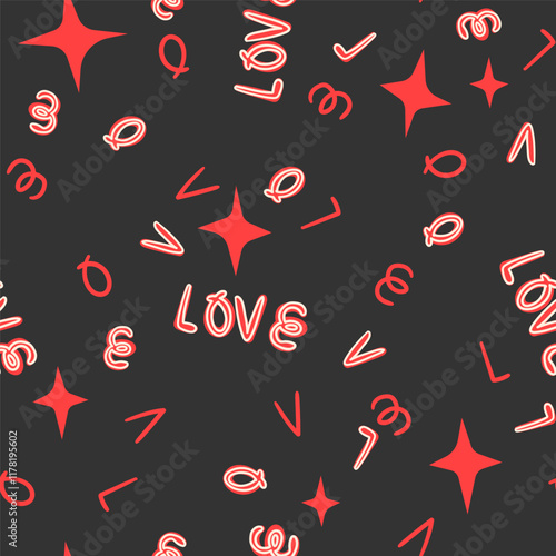 Word love hand written doodle seamless pattern background design for valentines day.