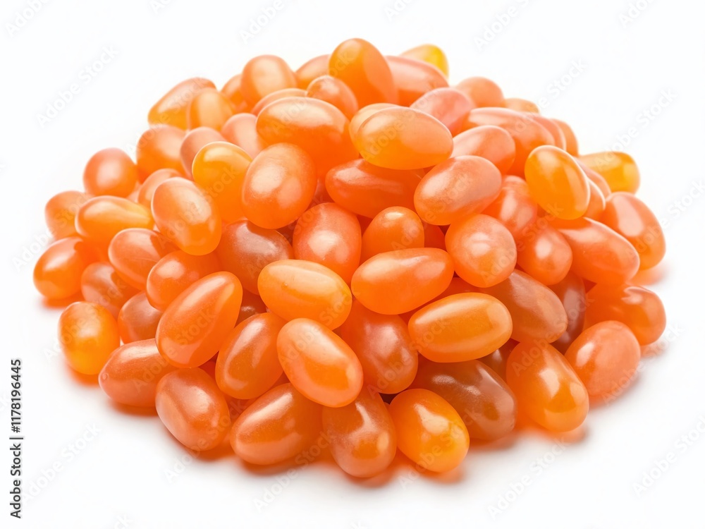Fototapeta premium Vibrant Peach Jelly Beans Isolated on Transparent Background - Perfect for Food Photography & Design Projects