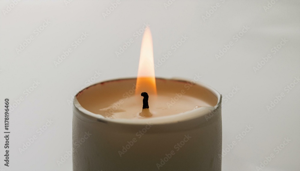 Burning candle on white background Burning candle on white background