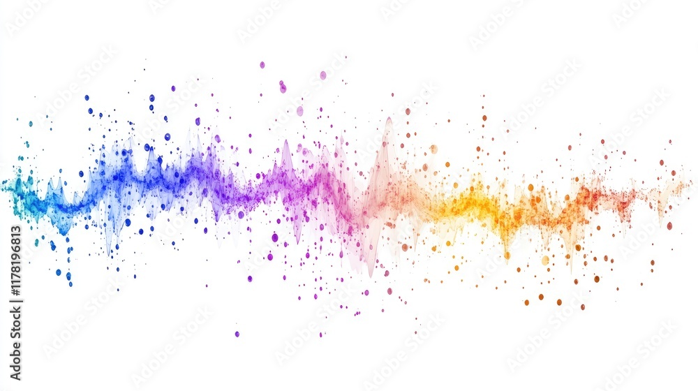 Obraz premium an abstract scatter plot clipart, statistical analysis element, artistic style, rainbow gradient, isolated on white background