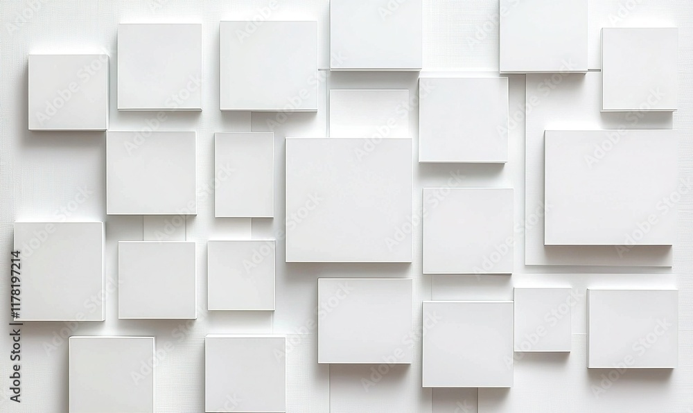 White abstract 3D square blocks wall background, modern interior design element. White abstract 3D square blocks wall background, modern interior design element.