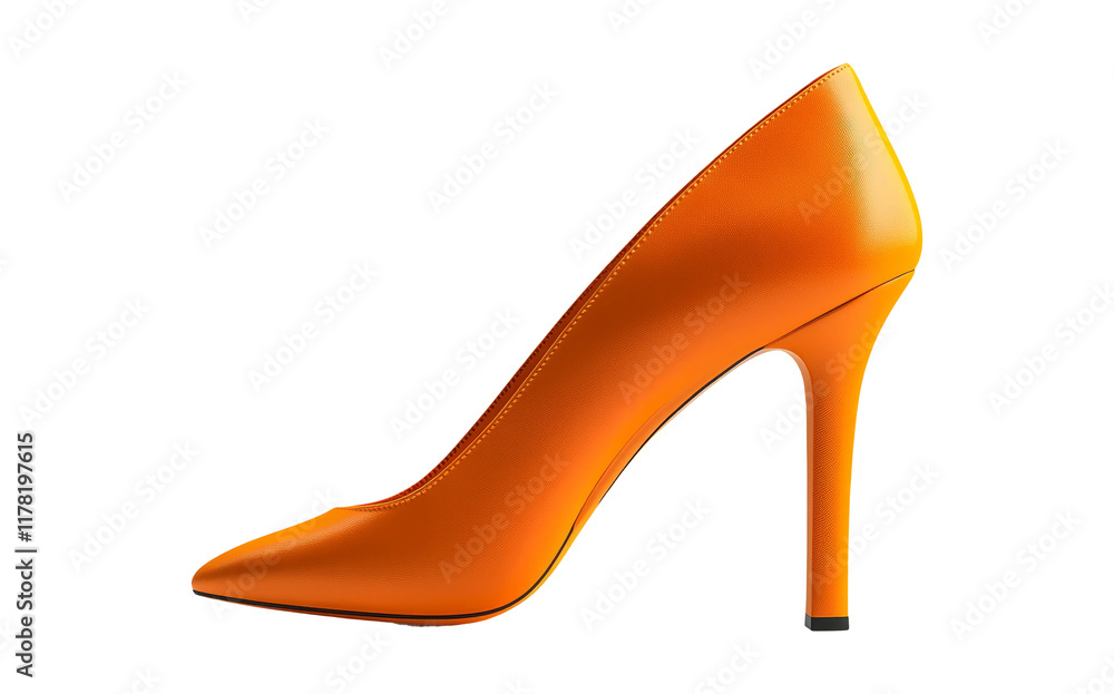 Obraz premium Elegant Bright Orange High Heel Shoe on Transparent Background