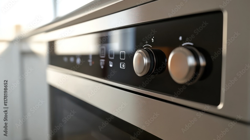 Minimalist smart oven with a digital interface, controlling cooking temperatures and modes Minimalist smart oven with a digital interface, controlling cooking temperatures and modes