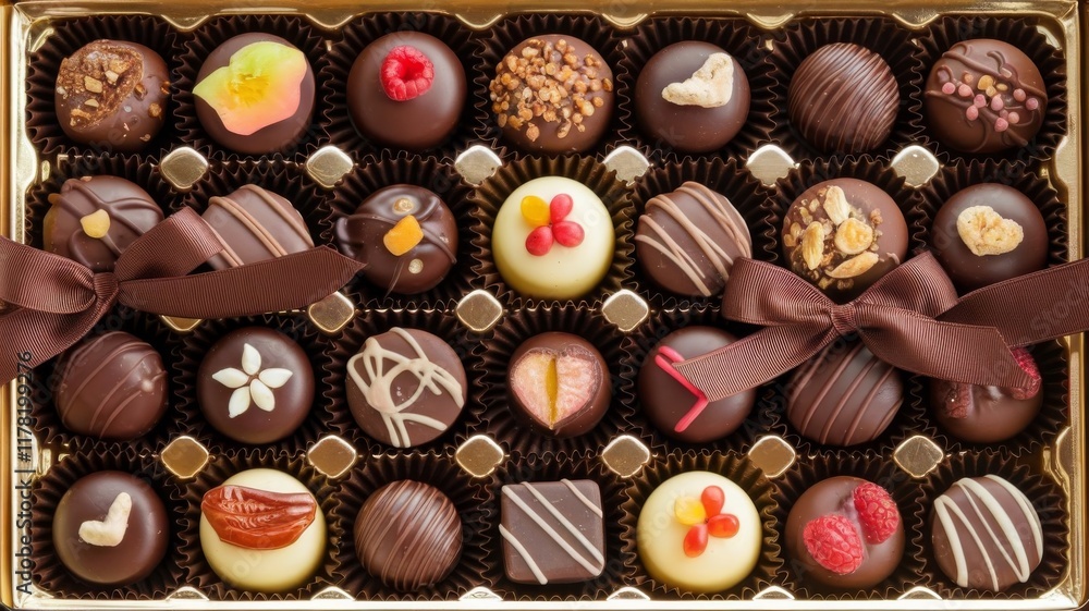 Gourmet Chocolate Pralines Presented in a Gift Box Gourmet Chocolate Pralines Presented in a Gift Box