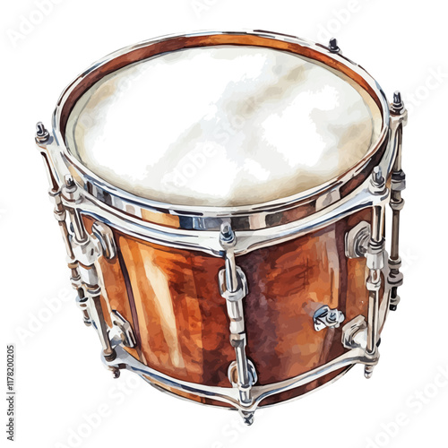 A watercolor clipart of a marching drum harness, isolated on a white background. Marching drum harness vector.
