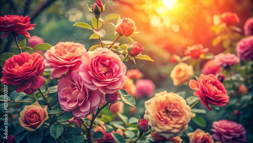 Wallpaper Mural Vintage Aloha Rose Bush in Full Bloom - Vibrant Hawaiian Floral Photography Torontodigital.ca