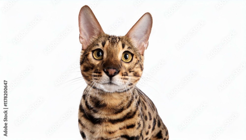 Naklejka premium Serengeti thoroughbred cat on a white background.