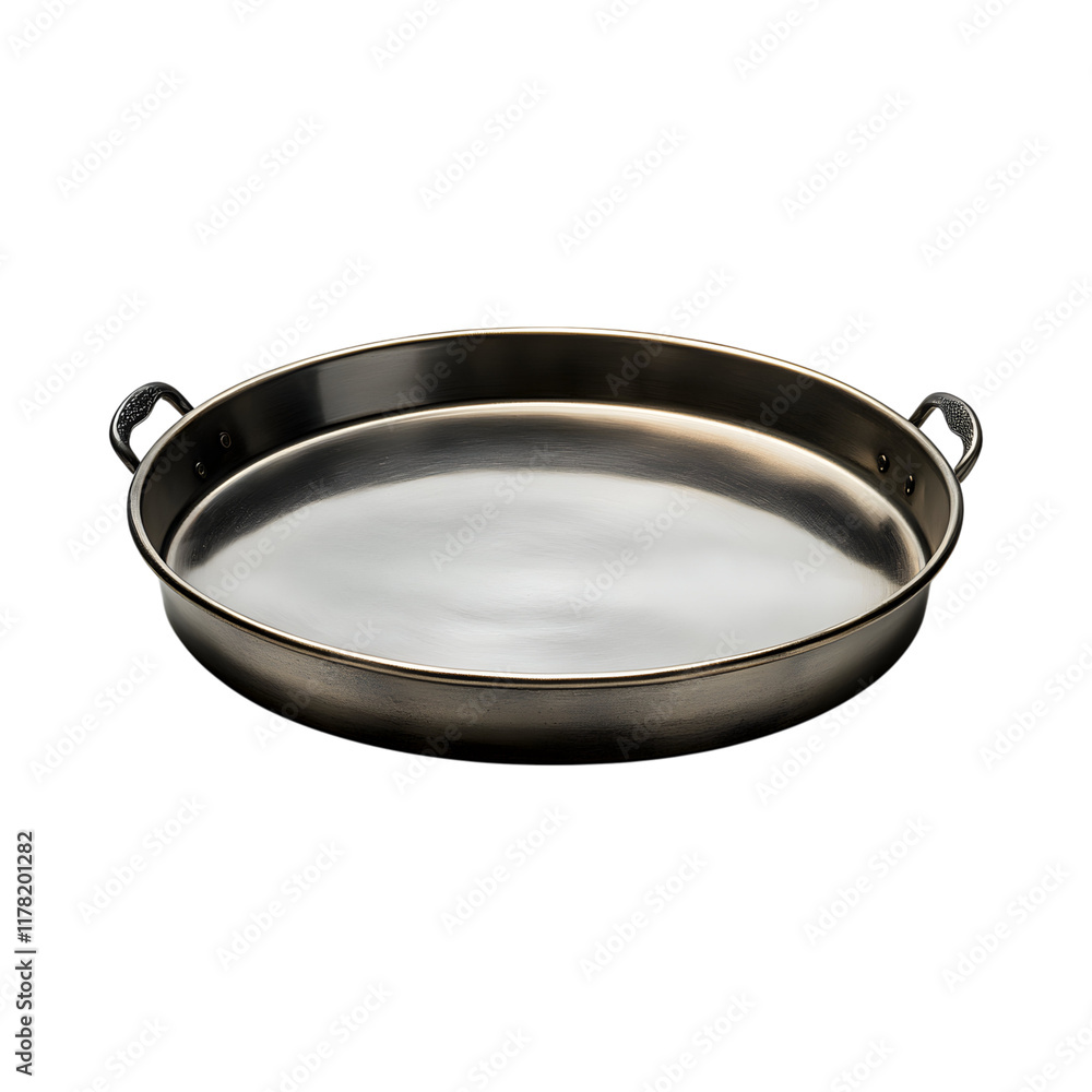 Large Round Metal Tray with Handles Isolated on Transparent Background Large Round Metal Tray with Handles Isolated on Transparent Background