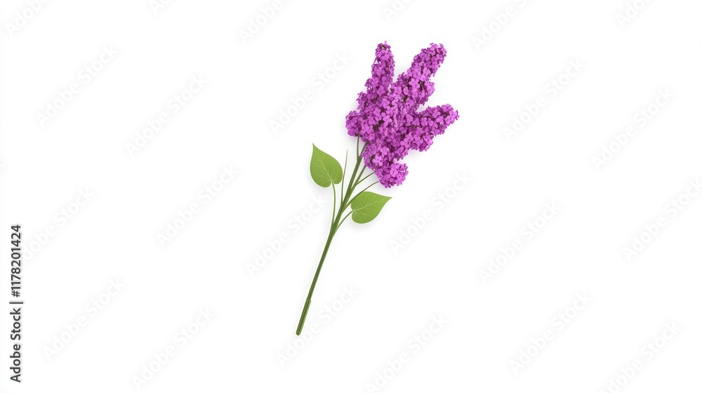 Obraz premium A vibrant lilac flower branch with green leaves.