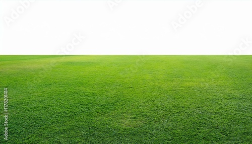 Green grass meadow field from outdoor park isolated in white background with clipping path.