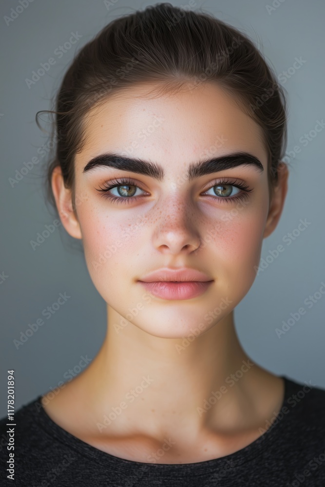 Naklejka premium Gorgeous israeli young woman looking at the camera on gray background 