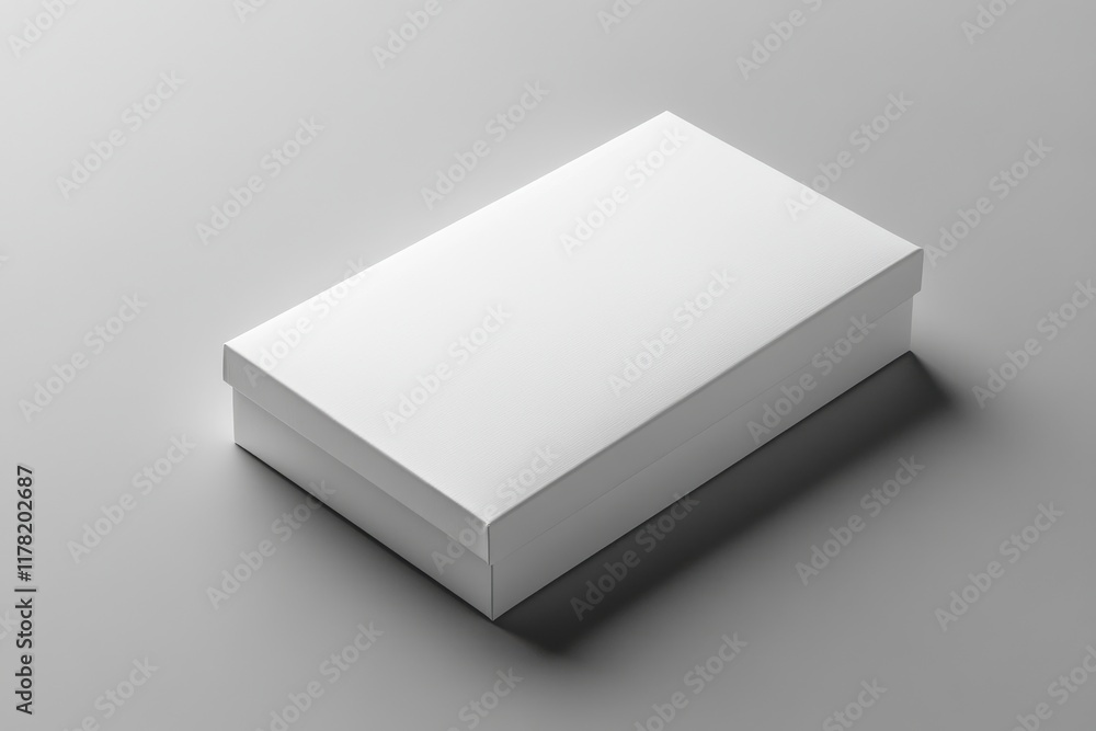 White rectangular box mockup on minimalist gray background White rectangular box mockup on minimalist gray background