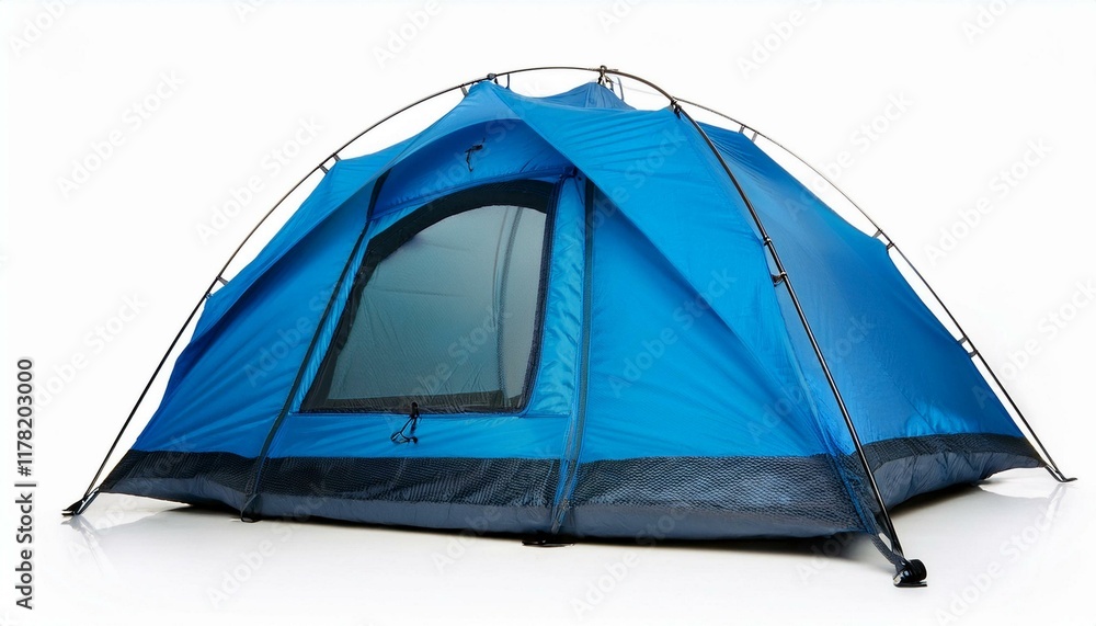 Blue dome two person tent on white background Blue dome two person tent on white background
