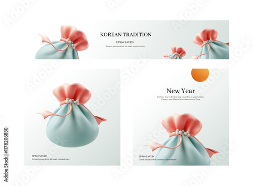 설날을 축하하는 한국 전통 선물 복주머니
