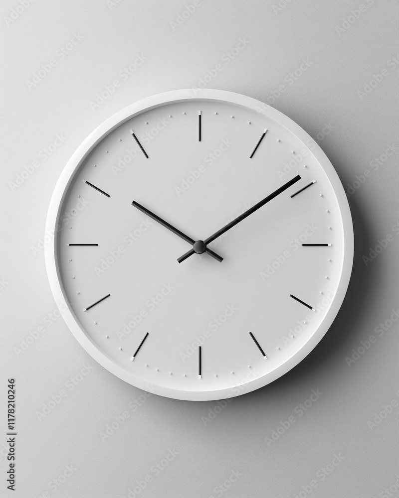 Minimalist White Wall Clock on Blank Wall Minimalist White Wall Clock on Blank Wall