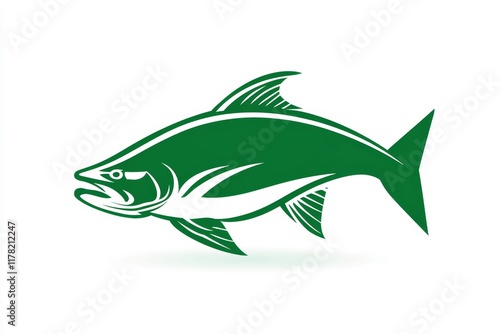 Green fish with a white background photo