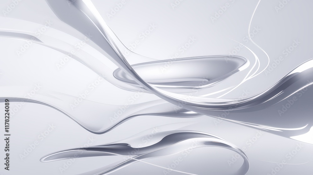 Obraz premium Abstract fluid white and silver waves create a modern and sleek background, evoking a sense of tranquility and elegance.