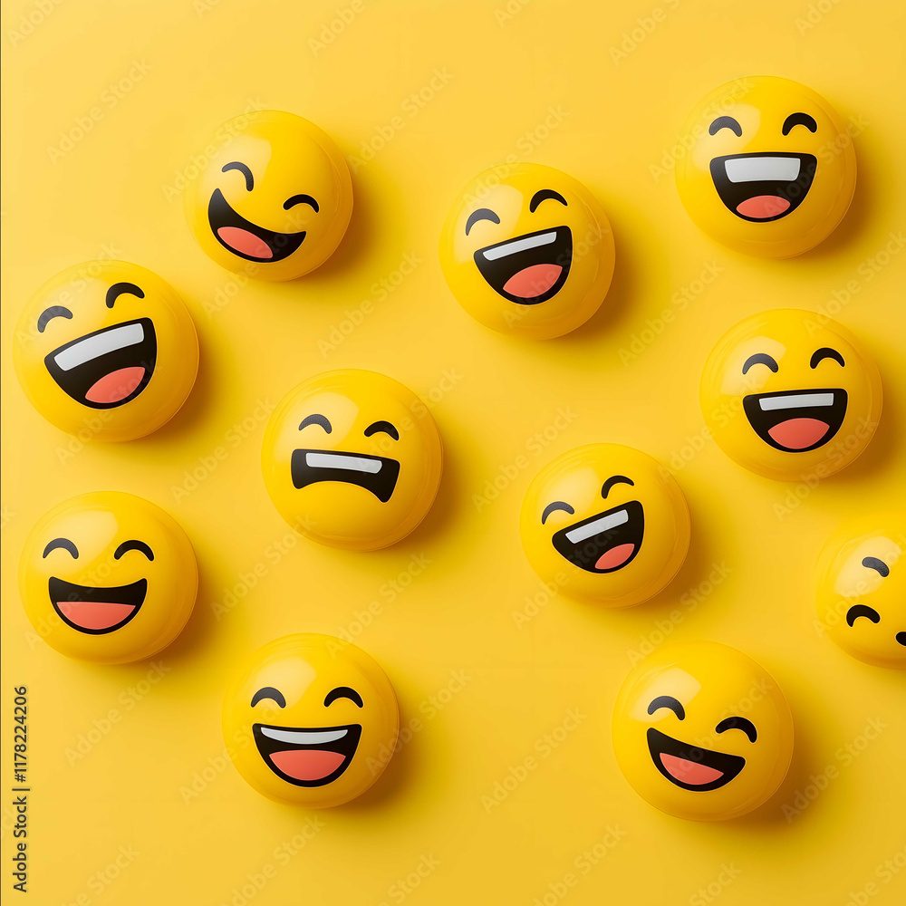 Fototapeta premium yellow colored background for text based Facebook post with laughing smiley emoticons