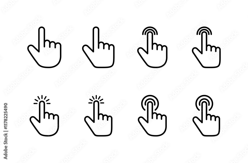 Fototapeta premium Hand click icon vector isolated on white background. pointer icon vector. hand cursor icon vector