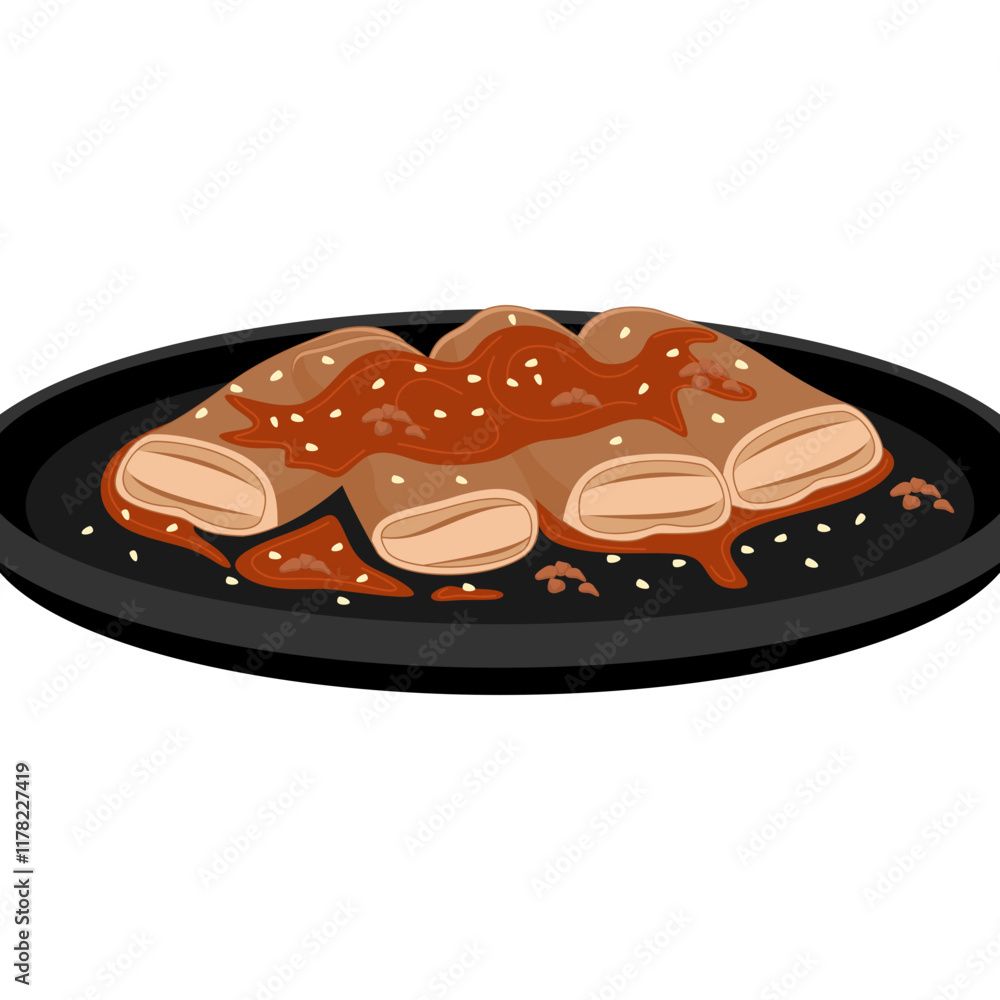Haddeok Vector Illustration with Sweet Korean Pancakes Haddeok Vector Illustration with Sweet Korean Pancakes