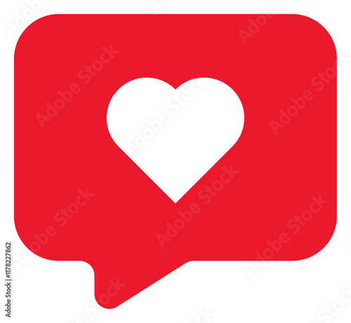 White Love with Red Rectangle Rounded Bubble Chat Center