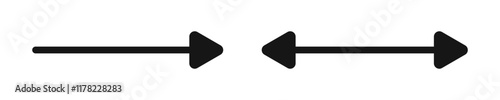 Arrow and double arrow icons. Look here and two sides symbols. Pointer, direction or position, reverse or width signs isolated on white background. Vector graphic illustration.