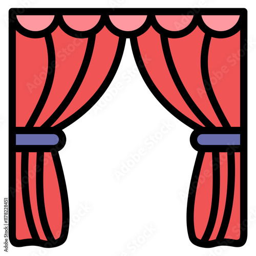 Stage Curtain Icon Element For Design