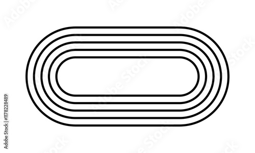 Concentric oval shapes. Geometric figures in trendy boho style. Minimalistic design elements for modern templates. Vector graphic illustration.