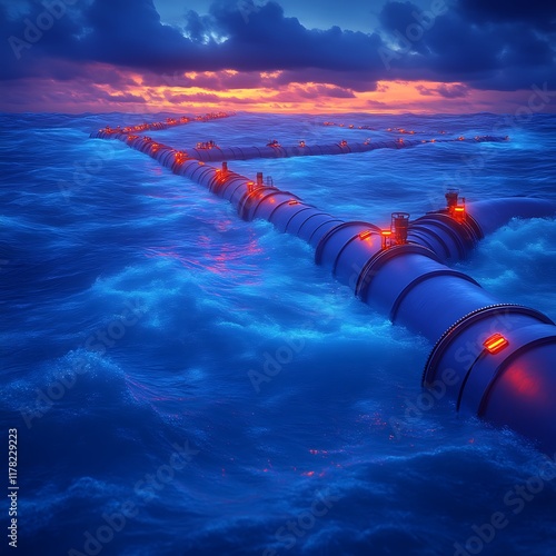 Oceanic Pipeline: A Serene Twilight Seascape photo